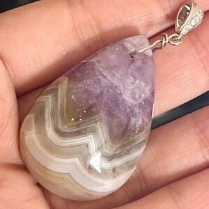 Lace Agate Amethyst Pendant 1